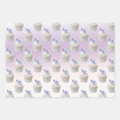 Purple Macaroons Floral Cupcakes Birthday Geschenkpapier Set (Vorderseite 3)