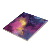 Purple Magenta Gold Alcohol Ink Nebula Flow Fliese (Seite)