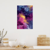 Purple Magenta Gold Alcohol Ink Nebula Flow Poster (Küche)