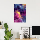 Purple Magenta Gold Alcohol Ink Nebula Flow Poster (Heimbüro)