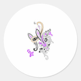 Purple-Magenta, Reddish Orange, Tealish Blue Girly Runder Aufkleber