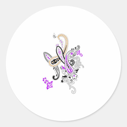 Purple-Magenta, Reddish Orange, Tealish Blue Girly Runder Aufkleber (Vorderseite)