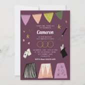 Purple Magic Show Kids Birthday Einladung (Vorderseite)