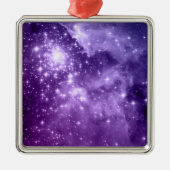 Purple Magic Stars Celestial Space Photo Ornament Aus Metall (Vorne)
