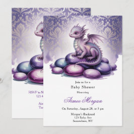 Purple Magical Dragon Baby Shower Einladung