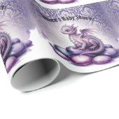 Purple Magical Dragon Baby Shower Geschenkpapier (Rolleneckpunkt)