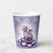 Purple Magical Dragon Baby Shower Pappbecher (Rückseite)