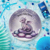 Purple Magical Dragon Baby Shower Pappteller (Party)