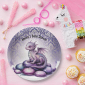 Purple Magical Dragon Baby Shower Pappteller (Party)