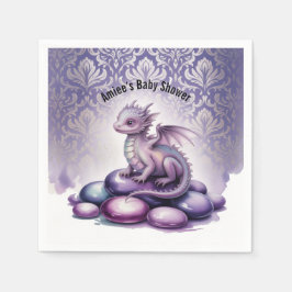 Purple Magical Dragon Baby Shower Serviette