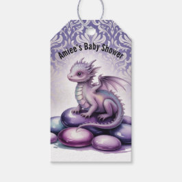 Purple Magical Dragon Baby Shower Thank You Geschenkanhänger
