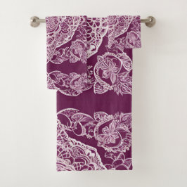 Purple mandala AI art Badhandtuch Set