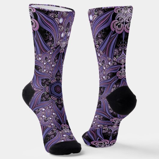 Purple Mandala Geometric Floral Psychedelic Trippy Socken (Gewinkelt)