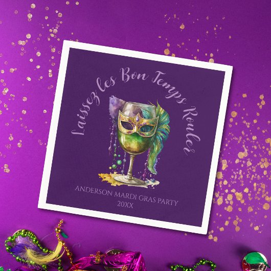 Purple Mardi Gras Mask  Serviette