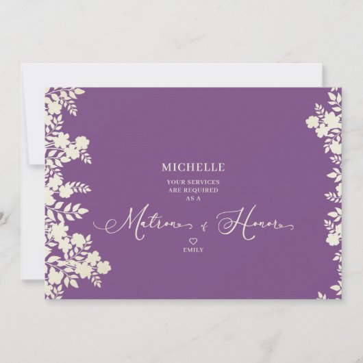 Purple Matron of Honor Proposal Botanical Frame (Vorderseite)