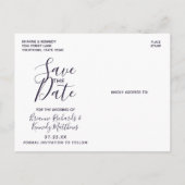 Purple Mauve Rose Gold Agate Marble Save the Date Ankündigungspostkarte (Rückseite)