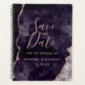 Purple Mauve Rose Gold Agate Marble Save the Date Planer (Vorderseite)