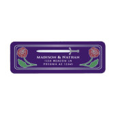 Purple Medieval Fantasy Silver Sword Wedding Label (Vorne)