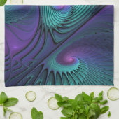 Purple meets Turquoise modern abstract Fractal Art Geschirrtuch (Gefaltet)