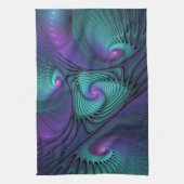 Purple meets Turquoise modern abstract Fractal Art Geschirrtuch (Vertikal)