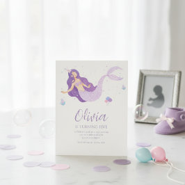 Purple Mermaid Under The Sea Baby Shower  Einladung