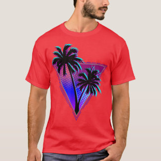 Purple Midnight Retro Palm Tree Silhouette Design  T-Shirt