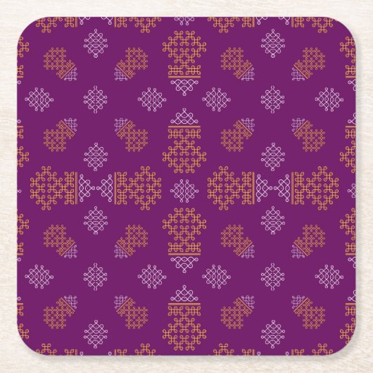 Purple Minimal Tamil Kolam Pongal Design Rechteckiger Pappuntersetzer (Vorderseite)