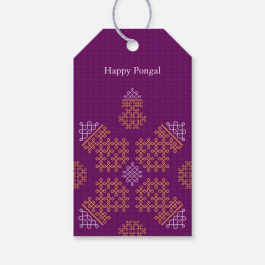 Purple Minimal Tamil Kolam Pongal Geschenkanhänger (Vorderseite)