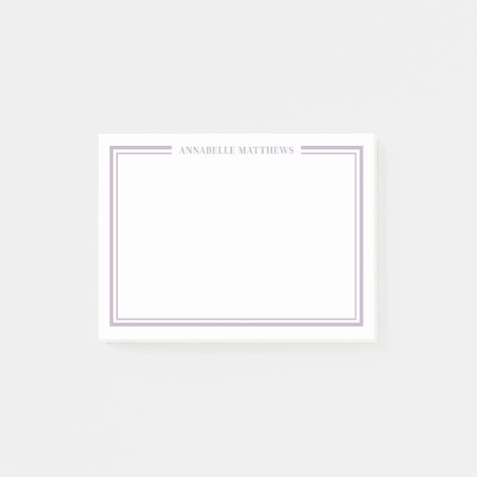 Purple Minimalist Monogram Post-it Klebezettel (Vorderseite)
