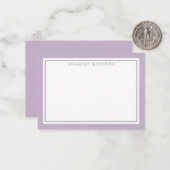 Purple Minimalist Name Monogram Mitteilungskarte (Vorderseite/Rückseite Beispiel)