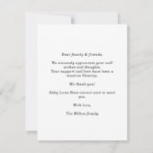 Purple Minimalist Photo Baby Announcement Card (Rückseite)