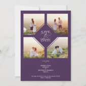 Purple Minimalist Wedding Fancy 4 Photos Collage (Vorderseite)