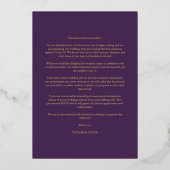 Purple Minimalist Wedding Fancy Round Photo Folieneinladung (Rückseite)