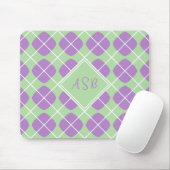 Purple Mint Green Argyle Modern Elegant Monogram Mousepad (Mit Mouse)
