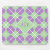 Purple Mint Green Argyle Modern Elegant Monogram Mousepad (Vorne)