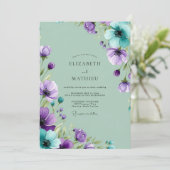 Purple Mint Painterly Spring Wedding Einladung (Stehend Vorderseite)