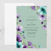Purple Mint Painterly Spring Wedding Einladung (Vorne/Hinten)