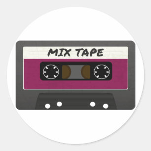 Purple Mix-Tape - Retro-Geschenk im Stil der 80er Runder Aufkleber