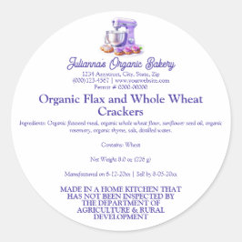 Purple Mixer Bread Bakery Food Product Label Runder Aufkleber