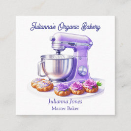 Purple Mixer Bread Bakery Pastry Chef  Quadratische Visitenkarte