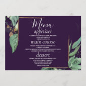 Purple Modern Greenery Wedding Table Menu Cards Menükarte (Vorderseite)
