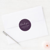 Purple Modern Script Wedding Shower Thank You Runder Aufkleber (Umschlag)