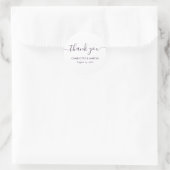 Purple Modern Script Wedding Thank You Runder Aufkleber (Tasche)