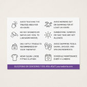 Purple Modern Waxing Aftercare Card Hair Removal (Rückseite)