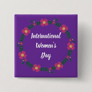Purple Modern Womens Day Custom Size Button