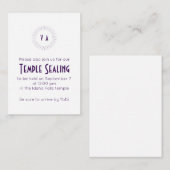 Purple Monogram Circle Temple Sealing Invitation Begleitkarte (Vorne/Hinten)
