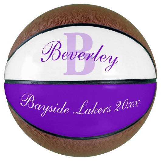 Purple monogram name, initial and team basketball (Vorderseite)