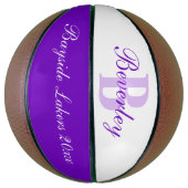 Purple monogram name, initial and team basketball (Vertikal)