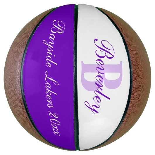 Purple monogram name, initial and team basketball (Vertikal)