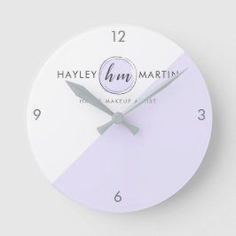 Purple Monogram Style Custom Logo Business Runde Wanduhr